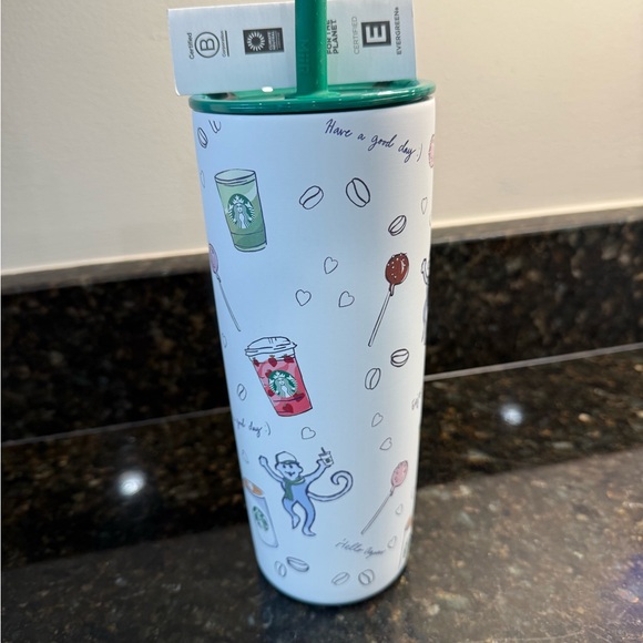 Starbucks x Roller Rabbit Tumbler with Straw - Green and White - Picture 2 of 2